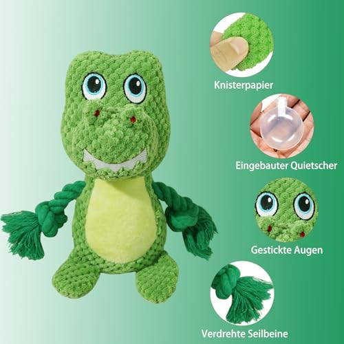 Cute Animals Interactive Dog Squeak Toys, Rope Plush Pet Chew Toys - Green