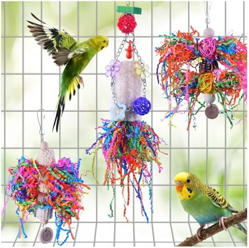 Bird Toys, Parakeet Foraging Toy, Hanging Chewing Toy, Bird Cage Accessories – Suitable for Cockatiels, Budgies, Lovebirds, Conures and Other Small Parrots
