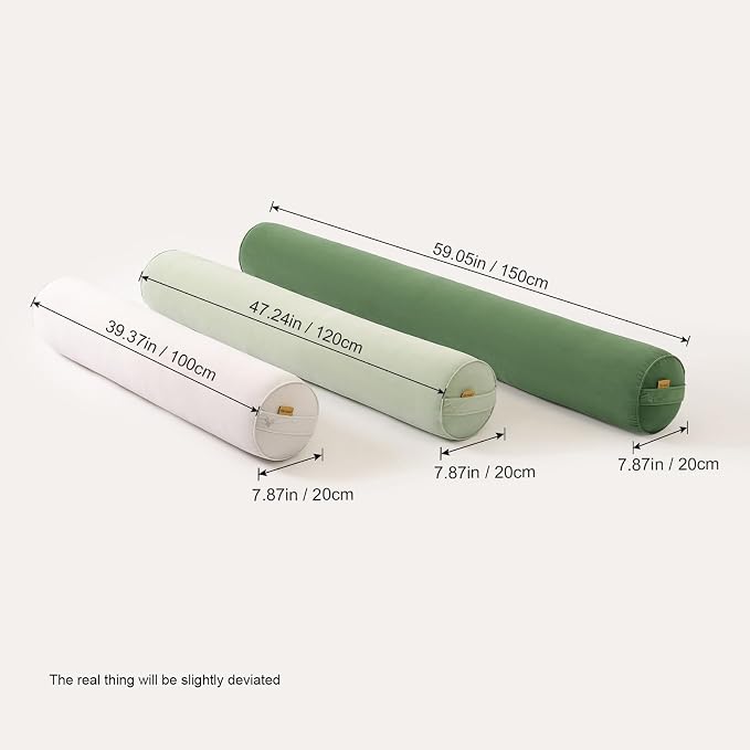 Body Pillow for Adults,Long Round Pillow,Big Cylindrical Pillow,Large Full Bolster Pillows for Side Sleepers (Celadon Green, 39.37"*7.87")