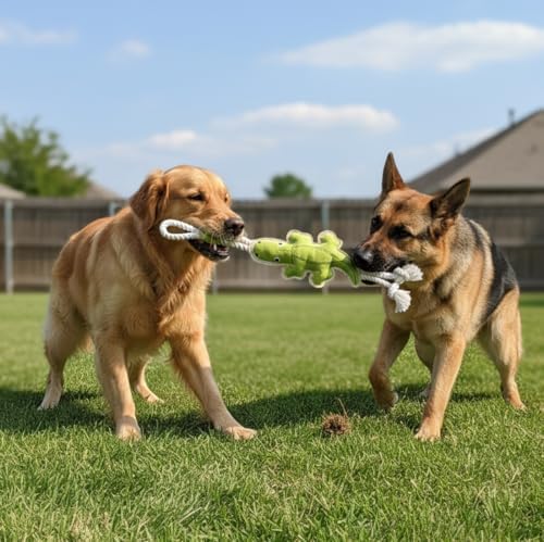 Fuzzl Eco Leather Crocodile Toy Natural and Tough Dog Toys - Long Lasting Chew Toys for Aggressive Chewers - Strong Dog Toy for Dogs and Puppy