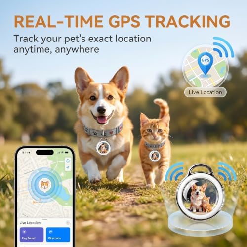 GPS Tracker for Dogs & Cats Smart Collar Real-Time Tracking No Monthly Fee | Dual System Compatible, IP68 Waterproof, 10+ Months Steady Operation, 360° Reflective Ultra-Light Collar For All Size Pets