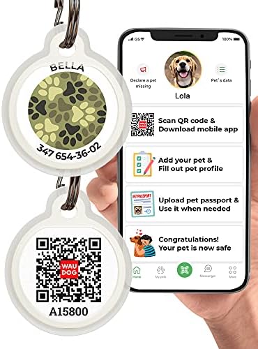 Custom Dog Tags Personalized for Pets - Silicone Dog Name Tag - QR Code Pet ID Tags for Dogs & Cats - Dog Identification Tags - Engraved Dog ID Tags Silent - Customized Puppy Name Tag for Dog Collar
