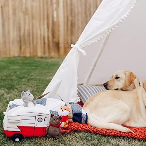 ZippyPaws Burrow Interactive Dog & Puppy Toys for Boredom- Retro Camper