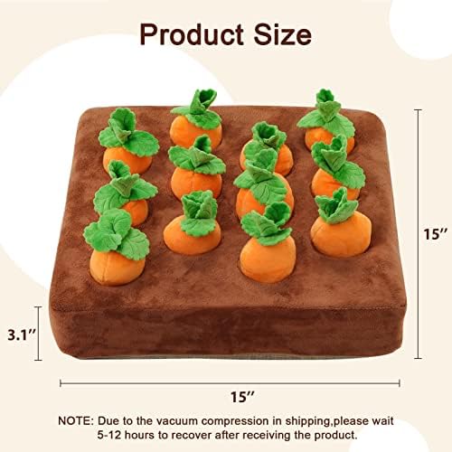 Snuffle Mat & Carrot Puzzle Toy for Dogs, Enrichment Toys with 12 Carrots