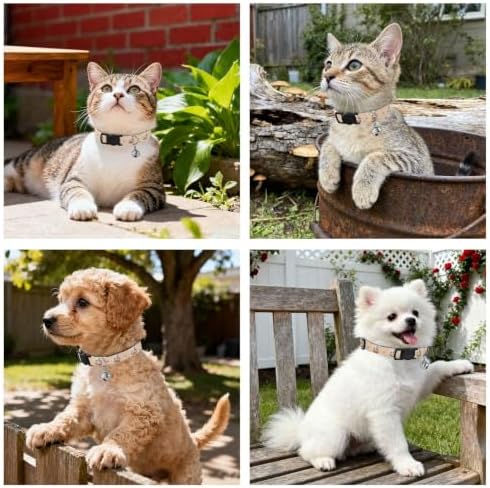 Cute Rosy Cheeks Dog Bell Collar 2 Pack Puppy Collar Adjustable 10.6 to 17.1 Inches