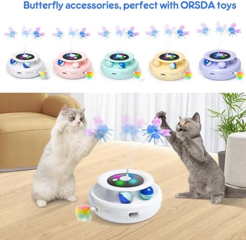 ORSDA3 Pcs Cat Toy Replaceable Butterflies Toy Accessories, Handmade Fabric Butterfly Toys
