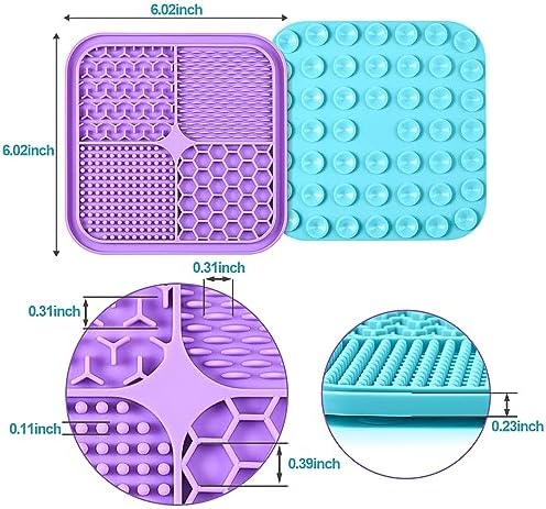 2PCS Licking Mat for Dogs with Suction Cups, Premium Lick Pad for Anxiety Relief, Slow Feeder Dog Bowls, Perfect for Bathing, Grooming and Training