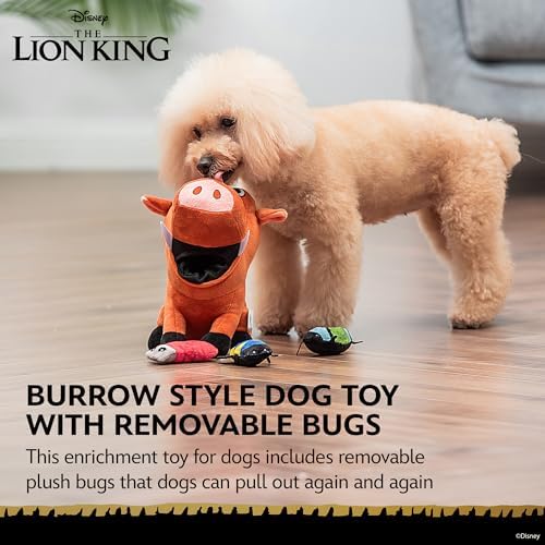 Disney for Pets Pumbaa Burrow Dog Toy with Mini Removable Plushes 9in Dog Toys | Plush Toy for Dogs Inspired by Pumbaa from The Lion King with Crinkle