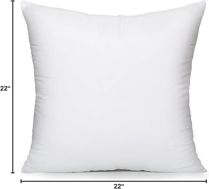 MoonRest Square Pillow Form Insert Hypoallergenic Sham Stuffer, 100% Polyester Microfiber Fill, Lined with Woven Cotton Blend Cover for Decorative Pillow Couch Sofa Bed Cushions 22 X 22