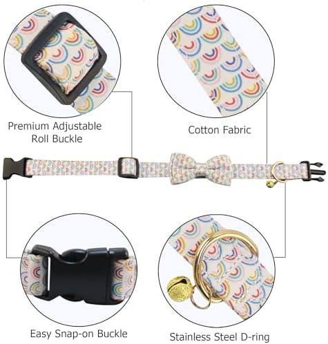 Yizepet Dog Collar with Bow Tie- Adjustable pet Collar for Dogs with Plastic Buckle Collar, Stylish Pattern for Small Medium or Large Boy and Girl Dog and Cat