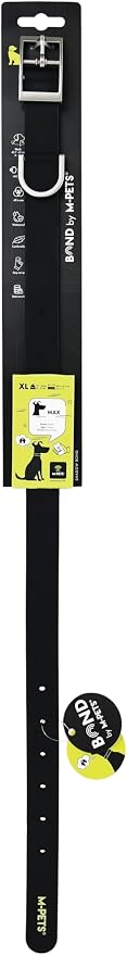 M-PETS Bond NFC Dog Collar – Waterproof Silicone Smart Collar with NFC Tag, Adjustable, No Battery Required – Multiple Sizes & Colors (Black, M)