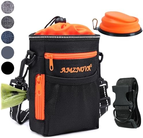 AMZNOVA Dog Treat Pouch Treatnow Dog Treat Bag, 6 Cups, Black