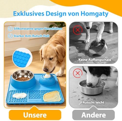 3-in-1 Dog Lick Bowl with Rolling Ball & Slow Feeder Mat & Basic Dog Food Bowl 50oz Stainless Steel, Anti-Slip Pet Licking Toy for Liquid Treats, Bone Broth Yogurt Anxiety Relief for Dog Cat