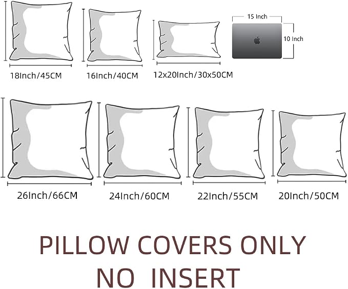Fancy Homi Set of 2 Neutral Grey Farmhouse Euro Decorative Throw Pillow Covers 26x26 Inch for Couch Bed Chair, Vintage Country Rustic Retro Room Decor, Soft Thick Cotton Handmade Woven Cushion Case