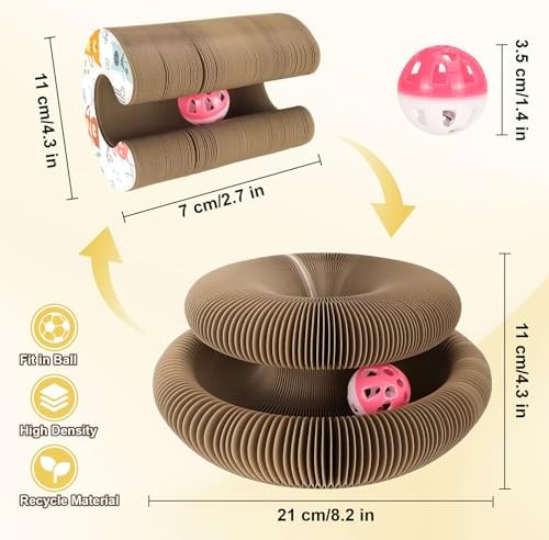 Kitty Curls Cat Toy, Magic Organ Cat Scratching Board with Bell-Ball