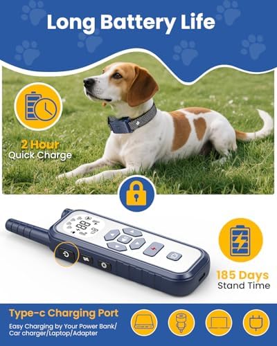 Wireless Dog Fence, Electric Fence for Dogs,Training Collar with Remote Control 3800FT Range, Portable Dog Perimeter Collar with 3 Training Mode Flash Light & Waterproof for 2 Dogs BL