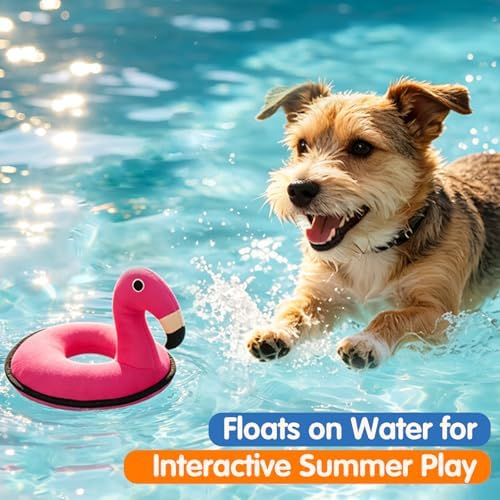 Floating Flamingo Squeaky Water Pool Toy for Small & Medium Dogs