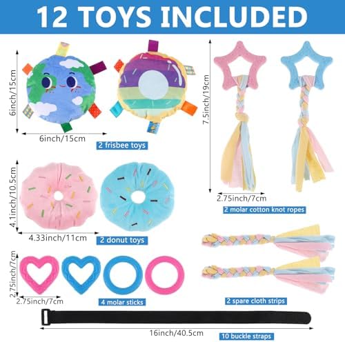 Puppy Play Gym with 10 Hanging Toys Removable Dog Enrichment Playground Interactive Indoor Training Activity Center for Small Dogs, Adjustable PVC Frame for Entertainment Teething Mental Stimulation