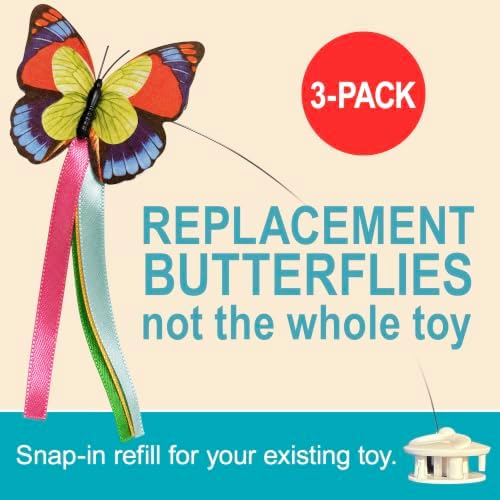 Butterfly Cat Toy Refills 3 Pack - Replacement Fluttering Butterflies