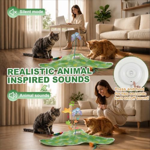 Interactive Cat Toy, Hide and Seek with Feather & Butterfly for Indoor Cats