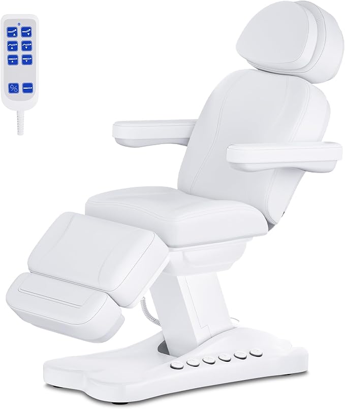 Fully Electric Massage Table with Lift, 1500lbs Capacity - Professional Adjustable Facial Bed for Estheticians, Spa & Waxing, Heavy-Duty 550lbs Capacity 2r5 2r7 (White - Fully B)