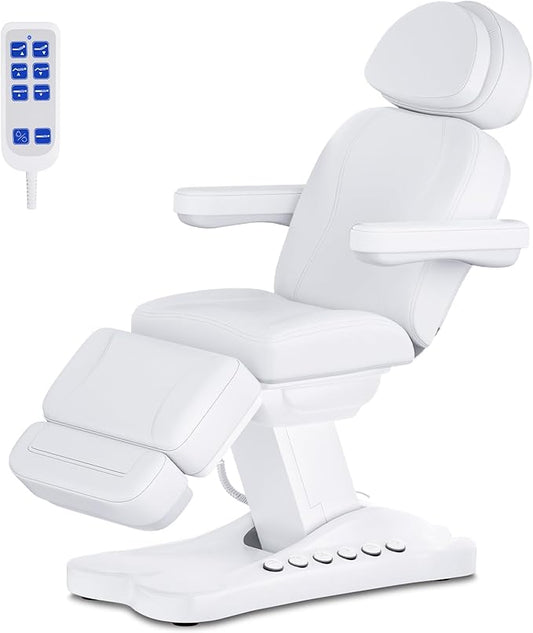 Fully Electric Massage Table with Lift, 1500lbs Capacity - Professional Adjustable Facial Bed for Estheticians, Spa & Waxing, Heavy-Duty 550lbs Capacity 2r5 2r7 (White - Fully B)