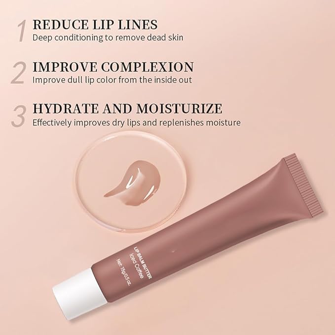 Summer Butter Lip Balm Lip Gloss, Ultra-Hydrating Natural Vegan Lip Balm, Sheer-Tinted Shine & Hydration, Soothes & Softens Dry Lips Skincare, Bálsamo labial hidratante #3 Iced Coffee