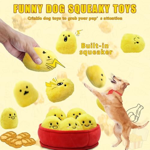 YZHDUXIU 6 Pack Chicken Nugget Squeaky Dog Toys Interactive Puppy Chew Toys