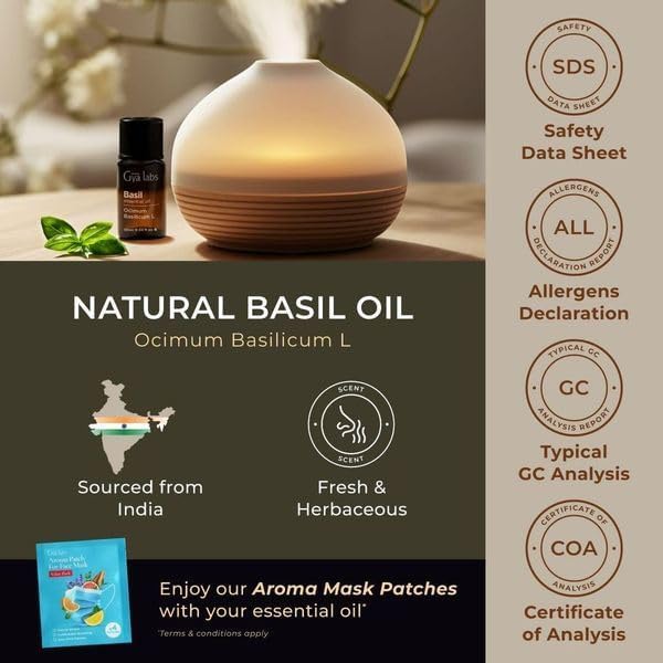 Basil & Clary Sage Essential Oil Set - Aromatherapy Grade Essential Oils Set - 2x0.34 fl oz - Gya Labs