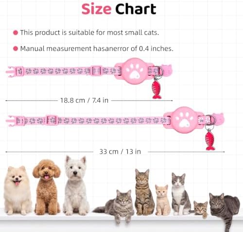 GPS Pet Tracker Collar, Mini Smart Real Time Tracking Tag for Cats Dogs, No Monthly Fee or SIM Breakaway Collars, IP68 Waterproof Detachable Finder 365-Day Battery Compatible with Apple iOS & Android
