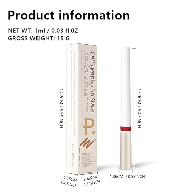 Matte Calligraphy Liquid Lip Liner Lipstick Pencil, Dark Brown Long-Lasting Transfer-Proof Lip Stain, Lightweight Lipstick, Sheer Buildable Color, Fades to a Natural Wash of Colors
