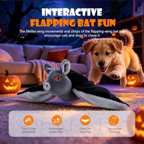 Flying Bat for Dogs, Interactive Flap Wing Bat, Realistic Bat Flight