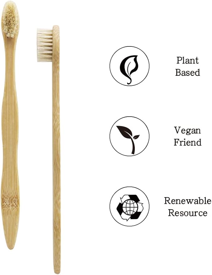 N-amboo Bamboo Toothbrush Boar Bristles 100% Biodegradable and Natural 8 Pieces of One Pack