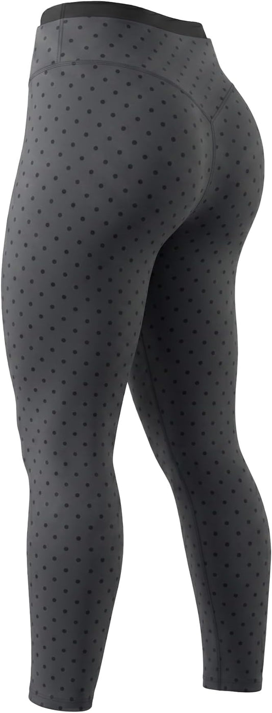 Aoxjox Women's High Waisted Workout Dual Core Leggings Color-Block Dual‑Layer Waist Buttery Soft Gym Yoga Pants 27"