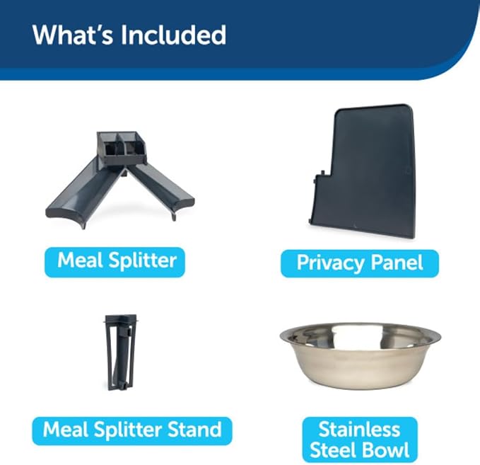 PetSafe 2-Pet Meal Splitter with Bowl - Designed for PetSafe Smart Feed and Healthy Pet Simply Feed Automatic Cat Feeder - No-Mess Food Dispensing - Includes Privacy Panel