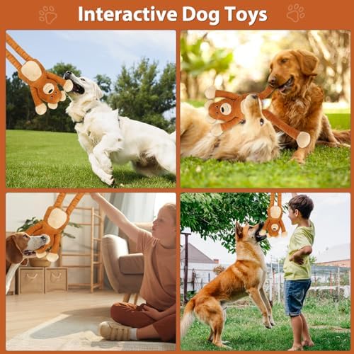 Drmstow Large Squeaky Dog Toys, Tough Tug-Pull Interactive Puppy Toys, Plush Dog Chew Toys for Small, Medium and Large Dogs