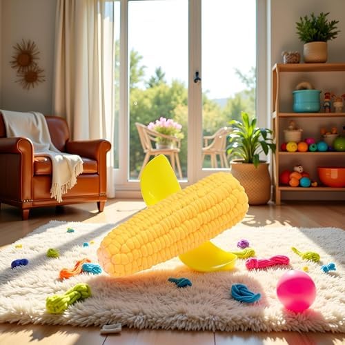 Yellow Corn Shape Pet Dog Puppy Latex Squeaky Bite-Resistant Interactive Play Chew Toy Pet Supplies Dog Toy, Aggressive Chewers for Small/Medium/Large