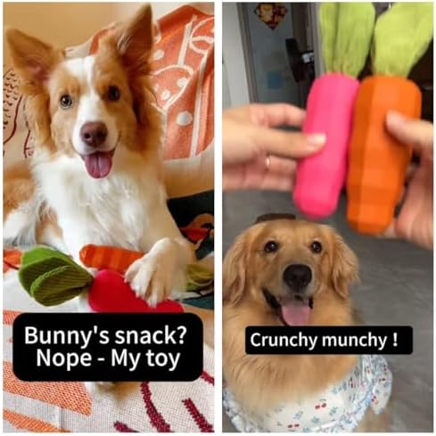MewaJump Dog Chew Toys for Aggressive Chewers, Rubber Squeaky Dog Toys