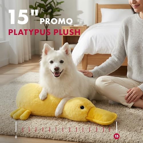 PetLou Colossal Durable Squeak 15-inch Promo Platypus Dog Toys -Durable Fabric -Tough and Reliable for Aggressive Chewers