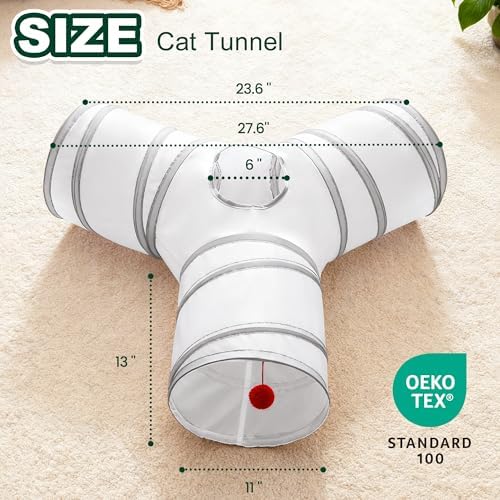 Love's cabin Cat Tunnel for Indoor Cats, 3-Way Collapsible Play Tunnel