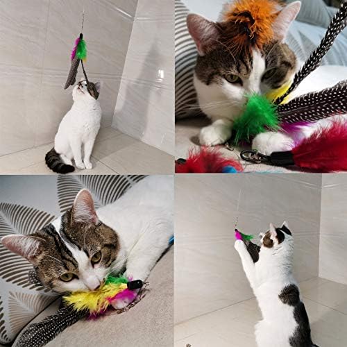 Cat Feather Toys Refills, 10 Pieces Worms Feathers Refills, Cat Wand Replacement Feathers Toy for Indoor Cats