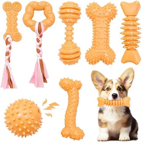 Puppy Toys - 7 Pack Puppies & Small Dogs Chew Toys for Teething,Relieves Teething Anxiety, Soft & Durable Interactive Toys, Not for Heavy Chewer