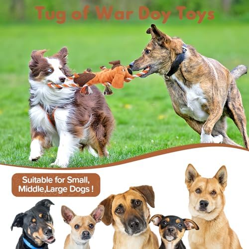 Dog Squeaky Toys for Puppies & Small Dogs - Bubble Plush Cuddle Buddy with Sliding Rope for Teething & Anxiety Relief, Interactive Tug Toy for Gentle Chewers (Chihuahua, Yorkie, Corgi, Poodle)
