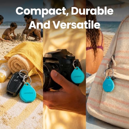 Pebblebee Clip 5 Bluetooth Tracker Tag, 130dB Siren | Tidal Cyan | Alt to Air Tag & Android Trackers | LED Strobe, 12-Mo Battery, Alert Safety Mode