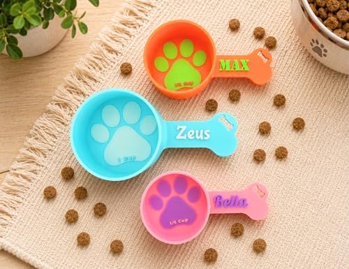 Personalized Dog Food Scoop Custom Pet Kibble Scooper and Measuring Cup Treat Dispenser for Dogs Unique Custom Pet Accessory Gift Idea for Dog Lovers Feeding Tool Dry (14 oz - 1 3/4 Cup)