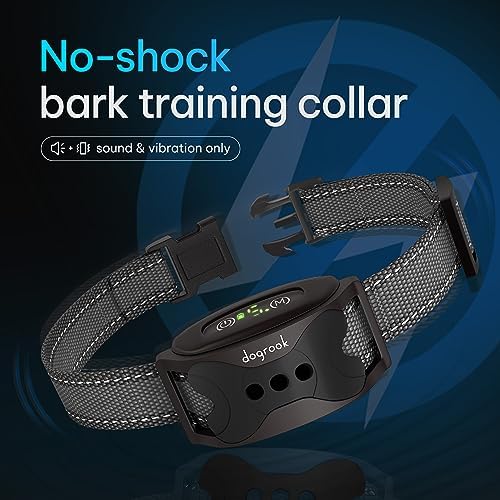 Dogrook Humane No Shock Rechargable Beep & Vibration Bark Collar for Dogs
