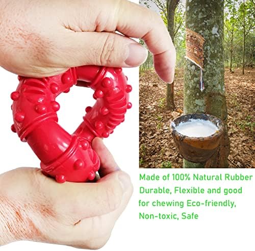 Dog Ring Chew Toys,Dog Chew Toys for Chewers,Non-Toxic Natural Rubber Indestructible Toys for Small Medium Large Dogs - Fun to Chew, Chase and Fetch (Red)