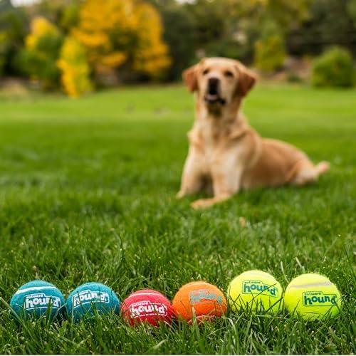 Outward Hound Squeaker Ballz Tennis Ball Dog Toy, Medium, 2.5", 6‑Pack
