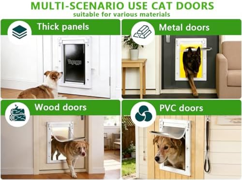 Dog Door for Door - Durable Plastic Magnetic Pet Door with Lock Panel, S