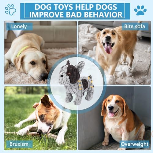 Letsmeet Squeaky Plush Dog Toy for Puppies, Small and Medium Dogs, Interactive Crinkle Stuffed Animal for Teething and Boredom, Soft Chew Toy to Keep Them Busy